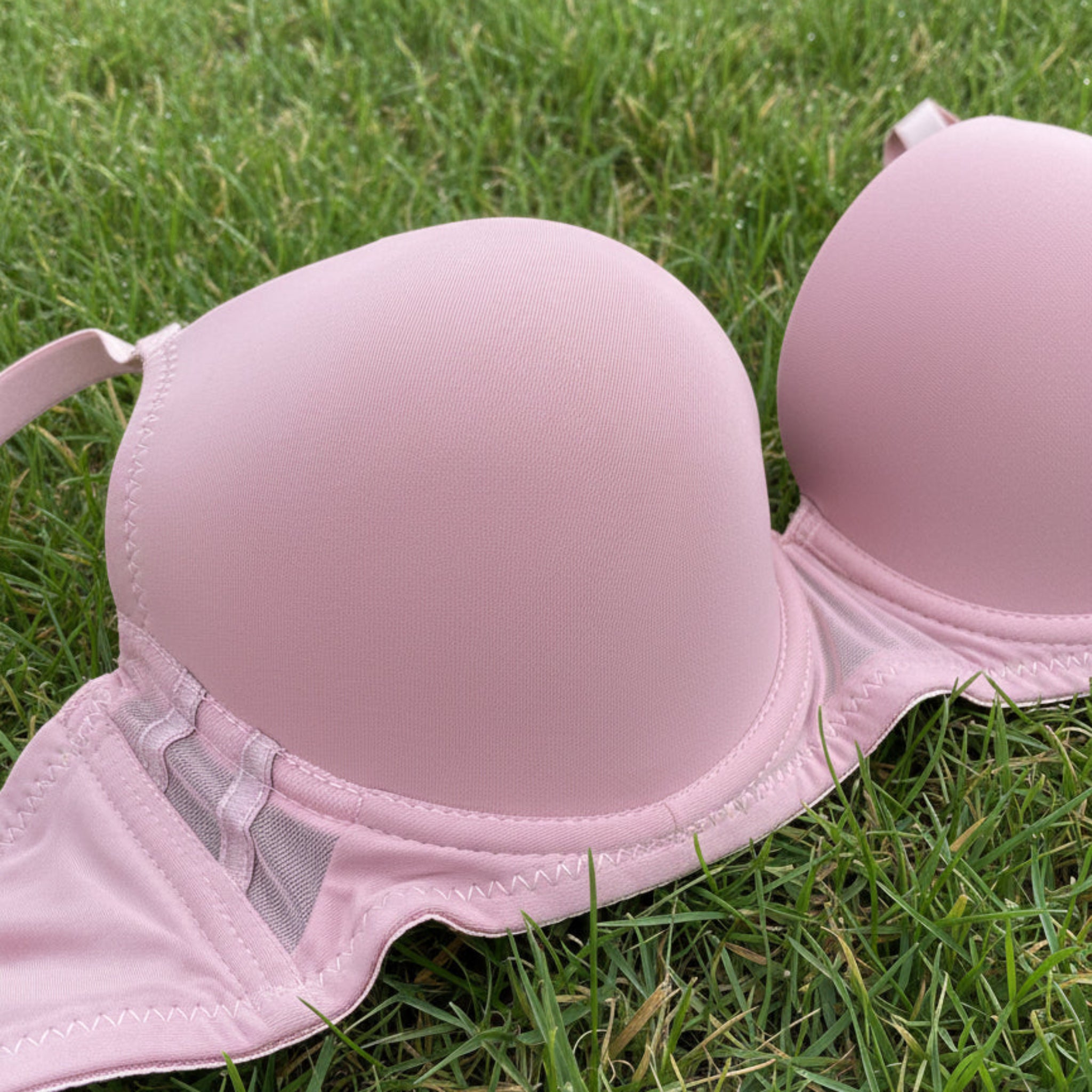 Pink bra on grass