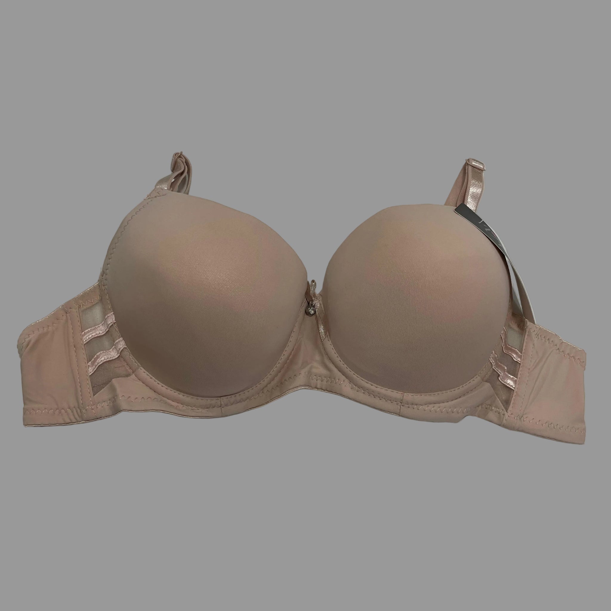 Beige bra on a light gray background