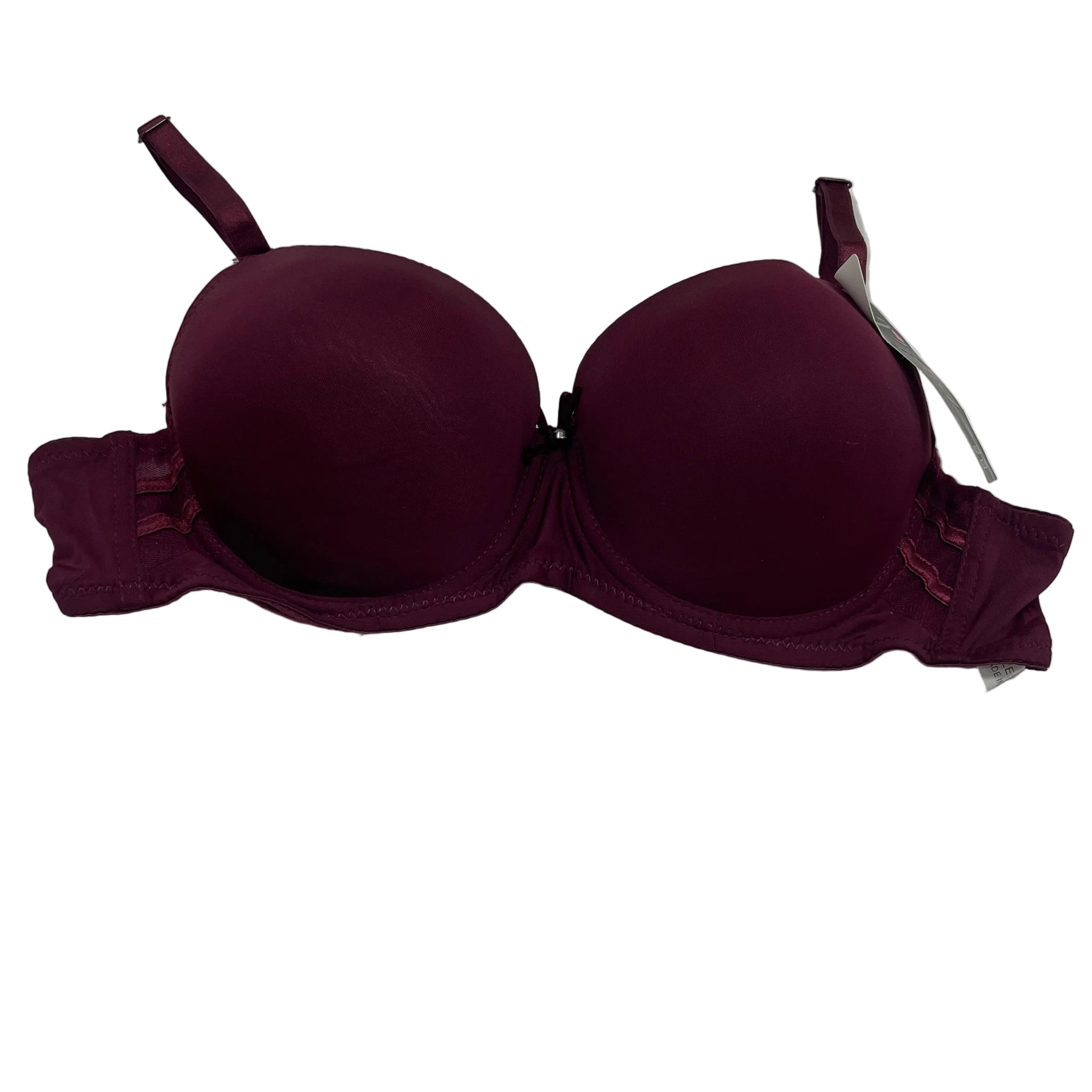 Maroon bra on a light gray background